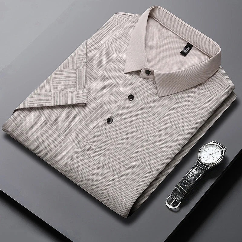 Men's Printed Business Casual Polo Shirt – 5 Colors, S–4XL