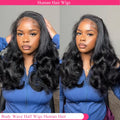 Body Wave Half Wigs Human Hair Glueless Wig Human Hair Ready to Wear 3 IN 1 Half Wig With Drawstring 250 Density Half Wigs