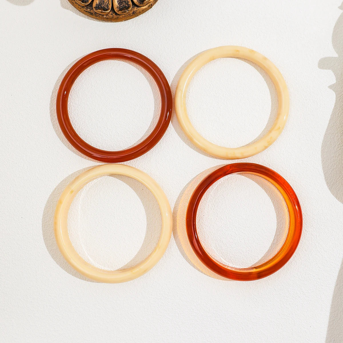 4pcs Elegant Retro Acrylic Bracelet Set, Fashion Simple Design, Suitable For Casual Wear, Women's Fashion Jewelry Accessories