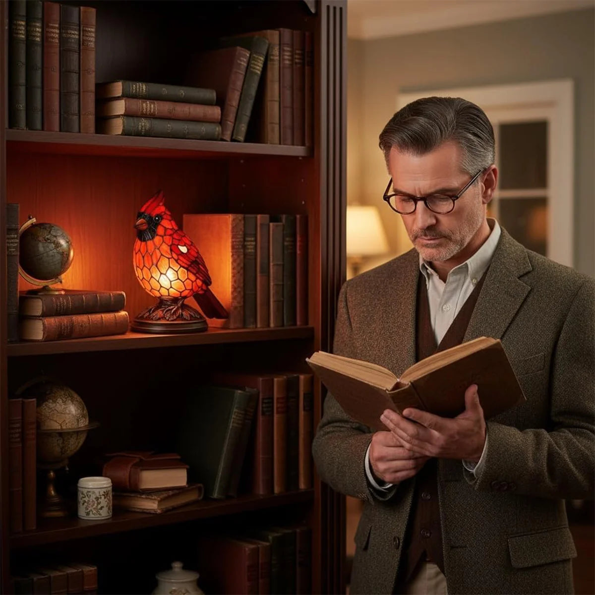 Cardinal USB Bedside Night Lamp – Red Modern Table Light