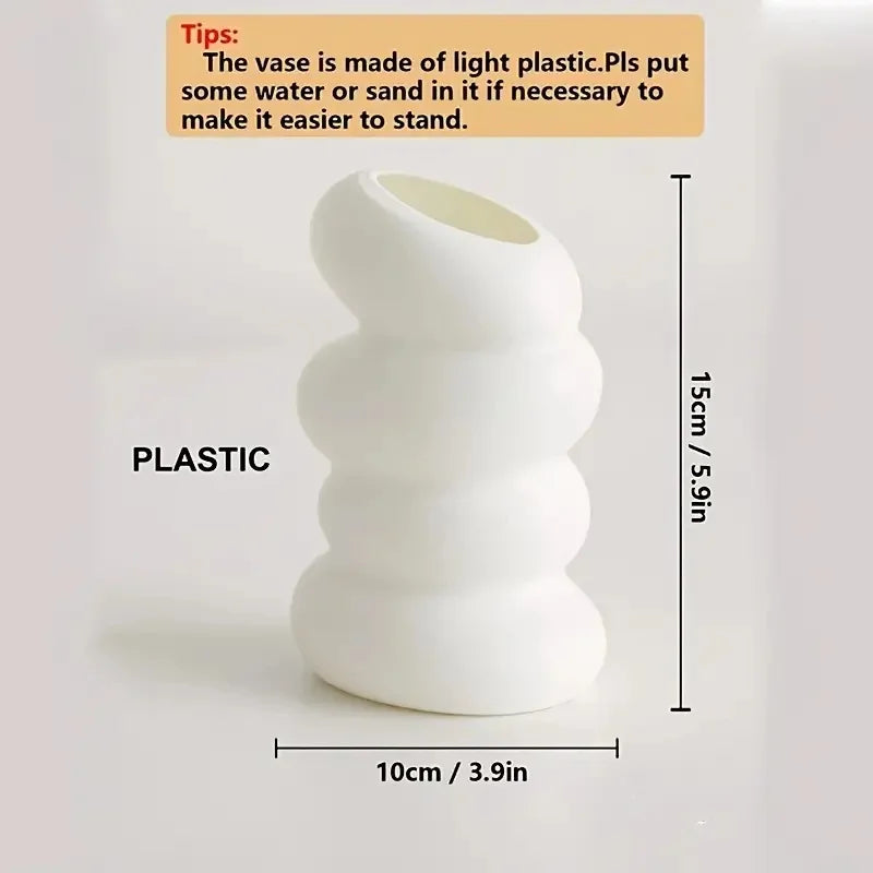 White Spiral Vase – Nordic Aesthetic Table Decor