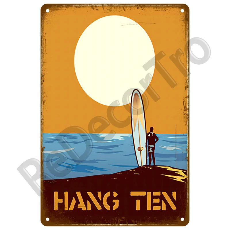 Metal Beach Bar Surf Club Tin Sign – Summer Wall Art