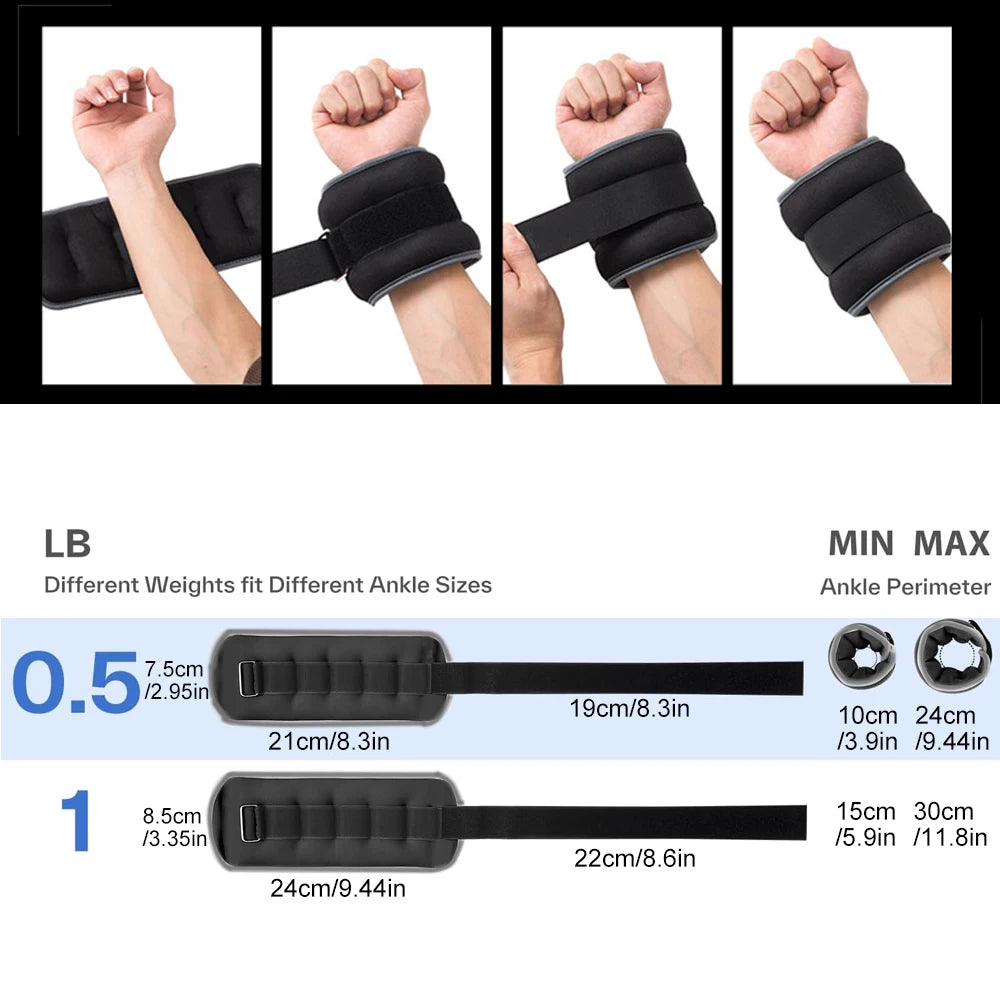 1Pair Adjustable Ankle & Wrist Weights - Neoprene Leg & Arm Weights for Women,Men,Kids - Strength Training for Running,Yoga, Gym