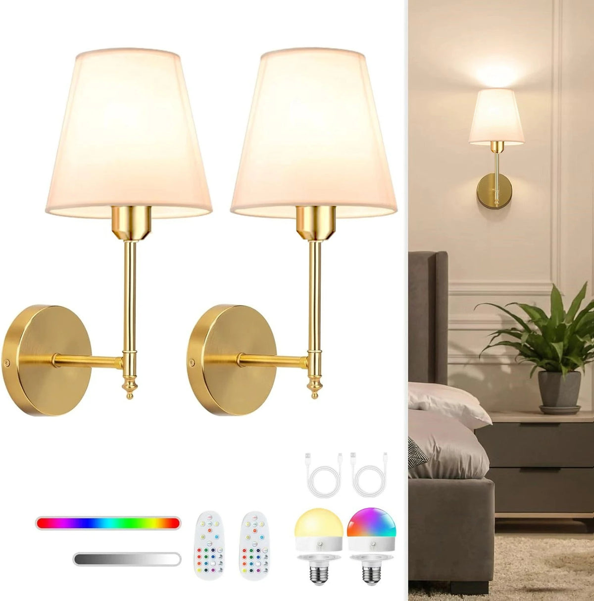 Battery-Operated Wireless Wall Sconce | 15 RGB Colors