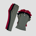 Quick-Drying Gym Leggings Set Sport Suit Short Sleeve Breathable Stretchy Slim Fitness Active Top Tight Gym Set