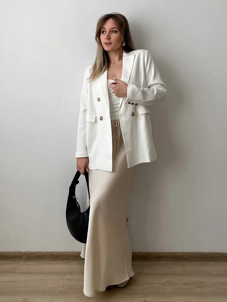 Brown Long Satin Skirts Women Luxury Maxi Autumn Summer High Waist Silk Black Skirt Long Straight Shining Beige Satin Skirt Maxi