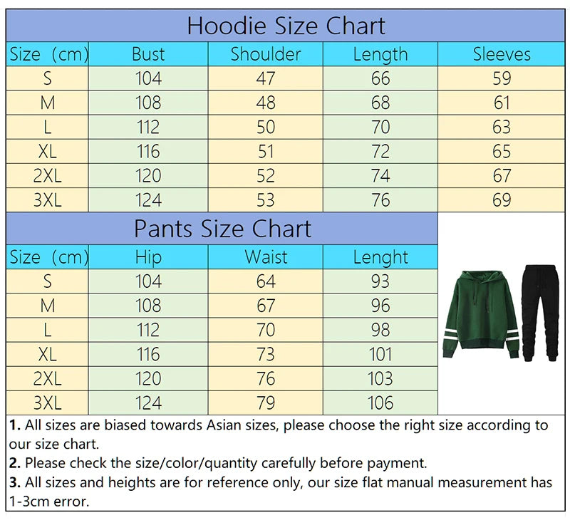 Stripe Hooded Sweatshirt & Drawstring Pants Set – S-3XL