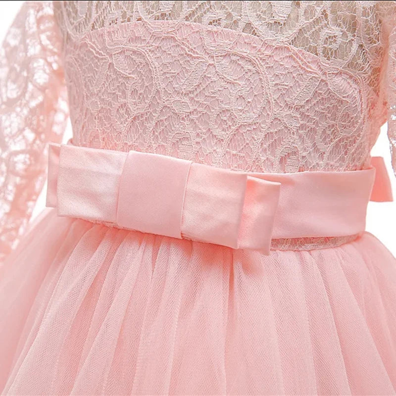 Teen Lace White Bridesmaid Dresses For Girls Wedding Formal Evening Gown Elegant Kids Girl Birthday Party Dress Children Costume