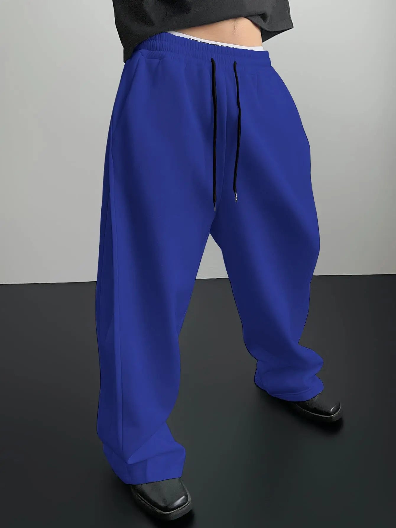 2025 men's wide leg sweatpants, European and American men's and women's sweatpants, waist drawstring straight leg loose casual s