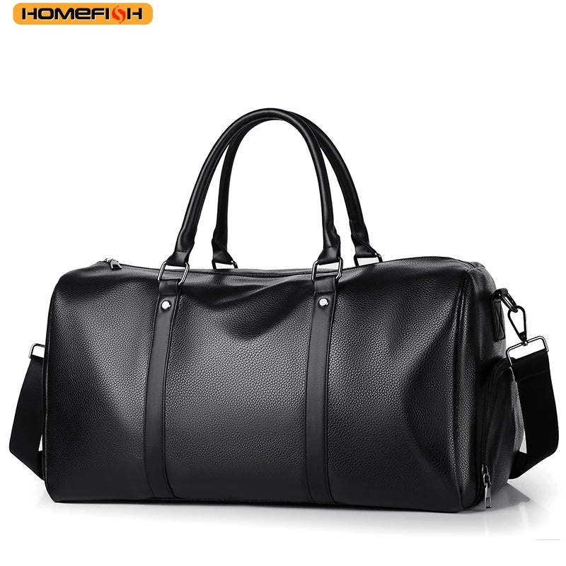 HOMEFISH Retro New Short Trip Bag Large Capacity Sports Motorcycle Training Pu Waterproof Leisure Fitness Bag