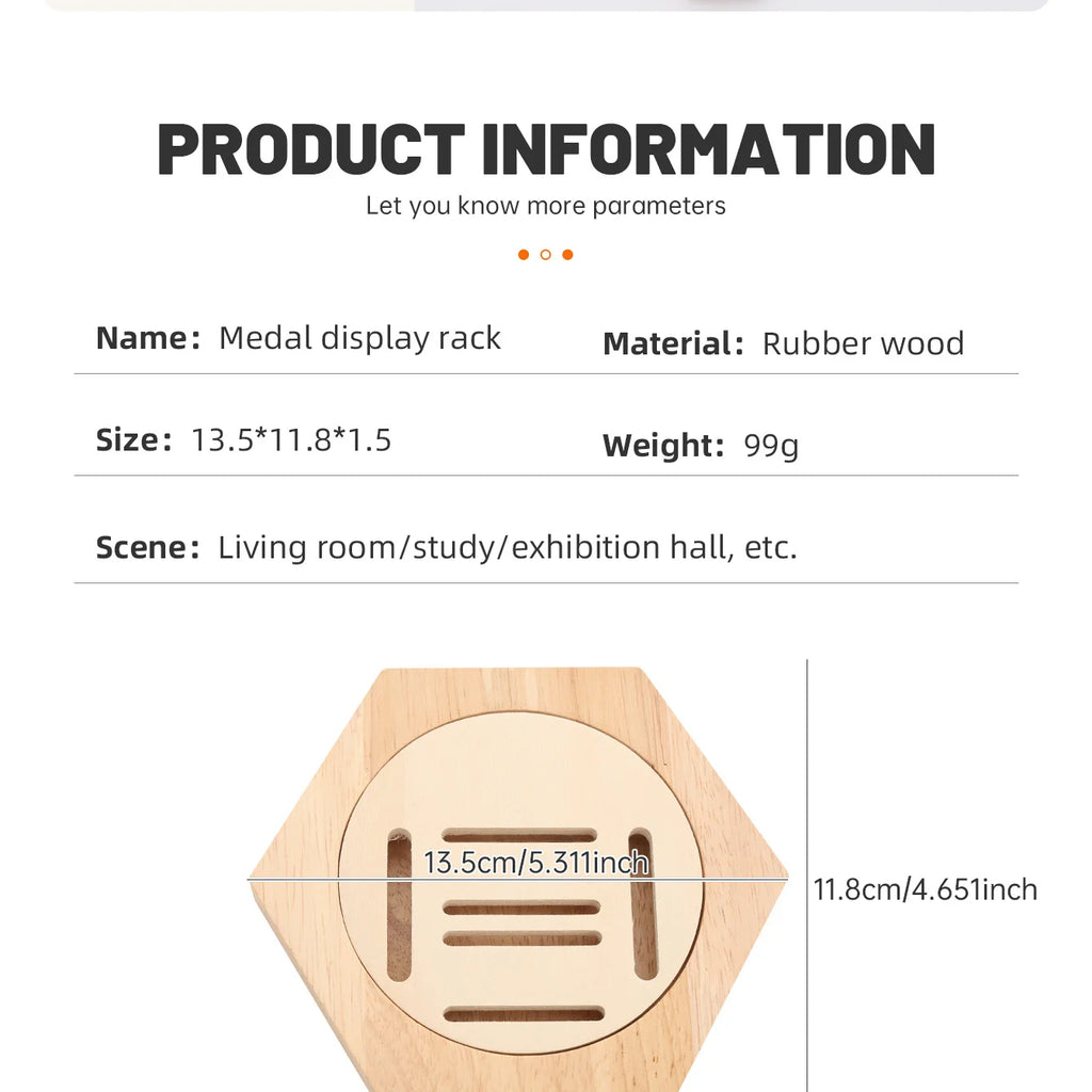 DIY Honeycomb Medal Wall Mounted Display Rack Hexagonal Home Decoration Wooden Medal Storage Rack Convenient and Tidy Hexagonal