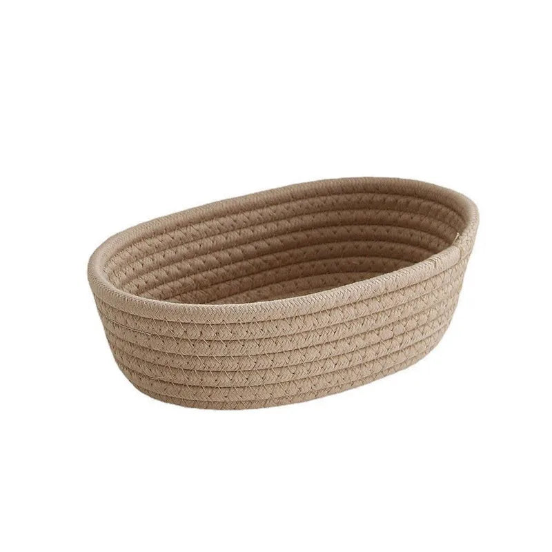 HOMEFISH Nordic Cotton Rope Woven Storage Basket Desktop Cosmetic Key Sundries Organizer Box