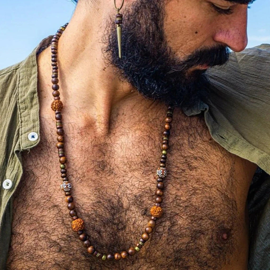 1PC 2026 Trend Vintage Ethnic Bohemia Wooden Beaded Necklace for Men Hippie Boho Necklace Man Accessories Tribal Jewelry