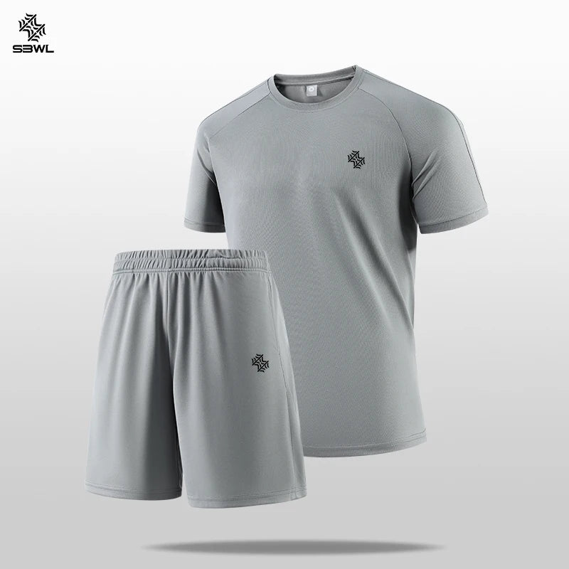 Men Sport Set – Short-Sleeve Top & Shorts, 4 Colors