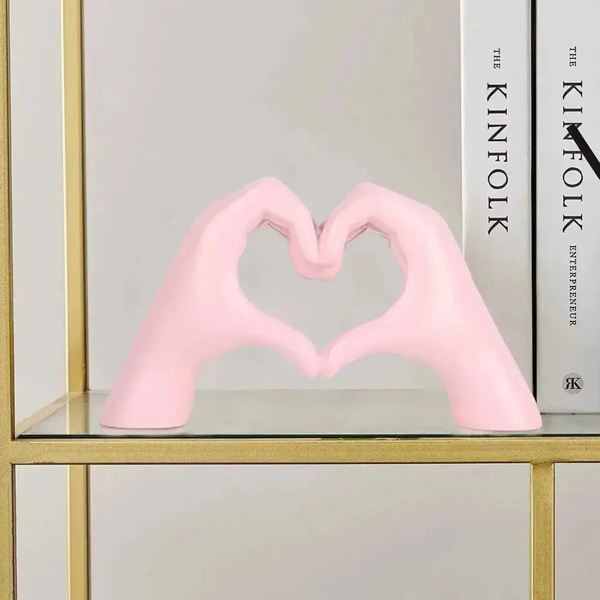 10cm 1Pc Heart Hand Gesture Sculpture Modern Abstract Finger Statue Personalized Desktop Home Decor Ornament