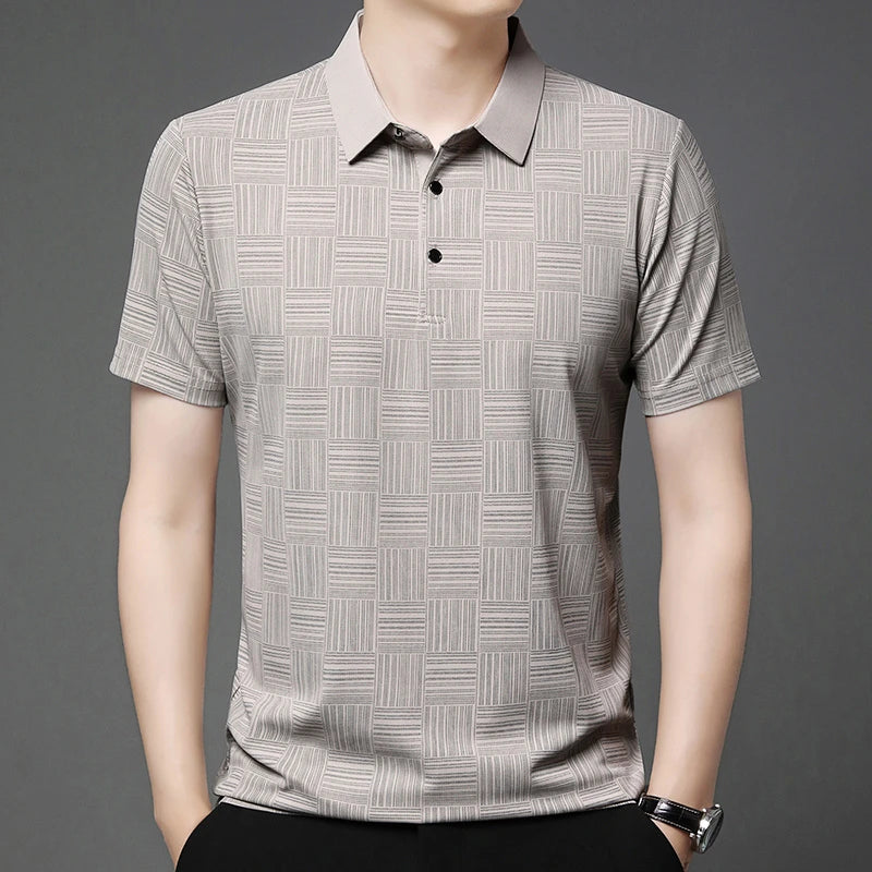 Men's Printed Business Casual Polo Shirt – 5 Colors, S–4XL