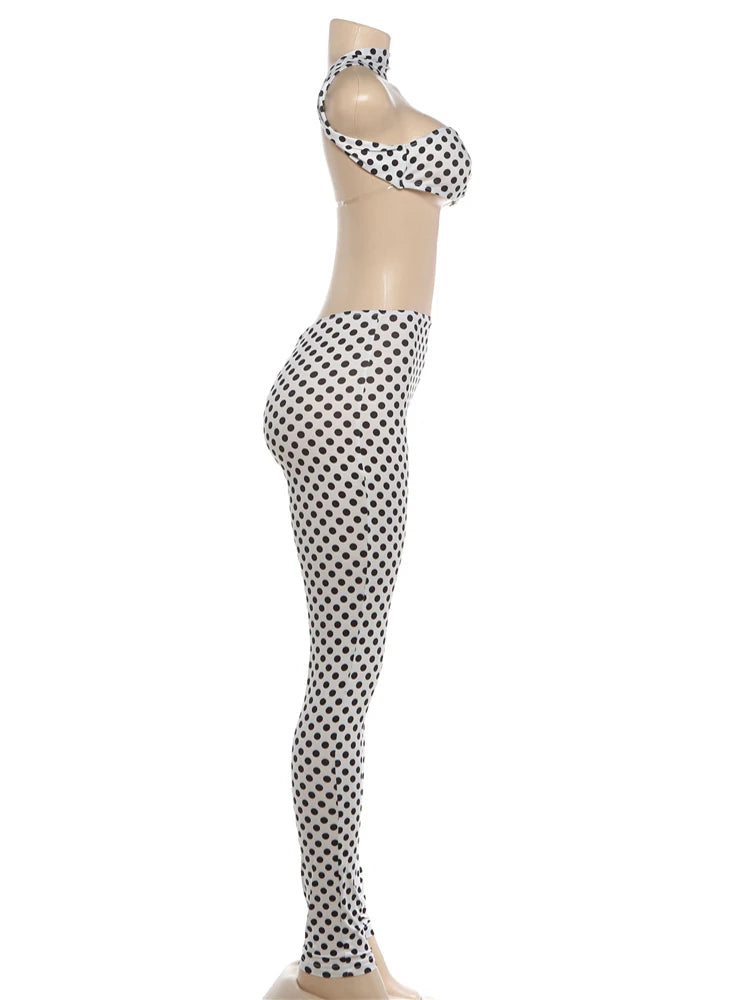 Dot Print Halter Tank & Ankle Leggings Set – Streetwear