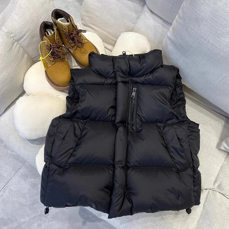 Girl's Vest Jacket Autumn Spring Boy's Down Waistcoat Children Winter Cotton Stand Collar Sleeveless Coats Kids Fashion Clothes