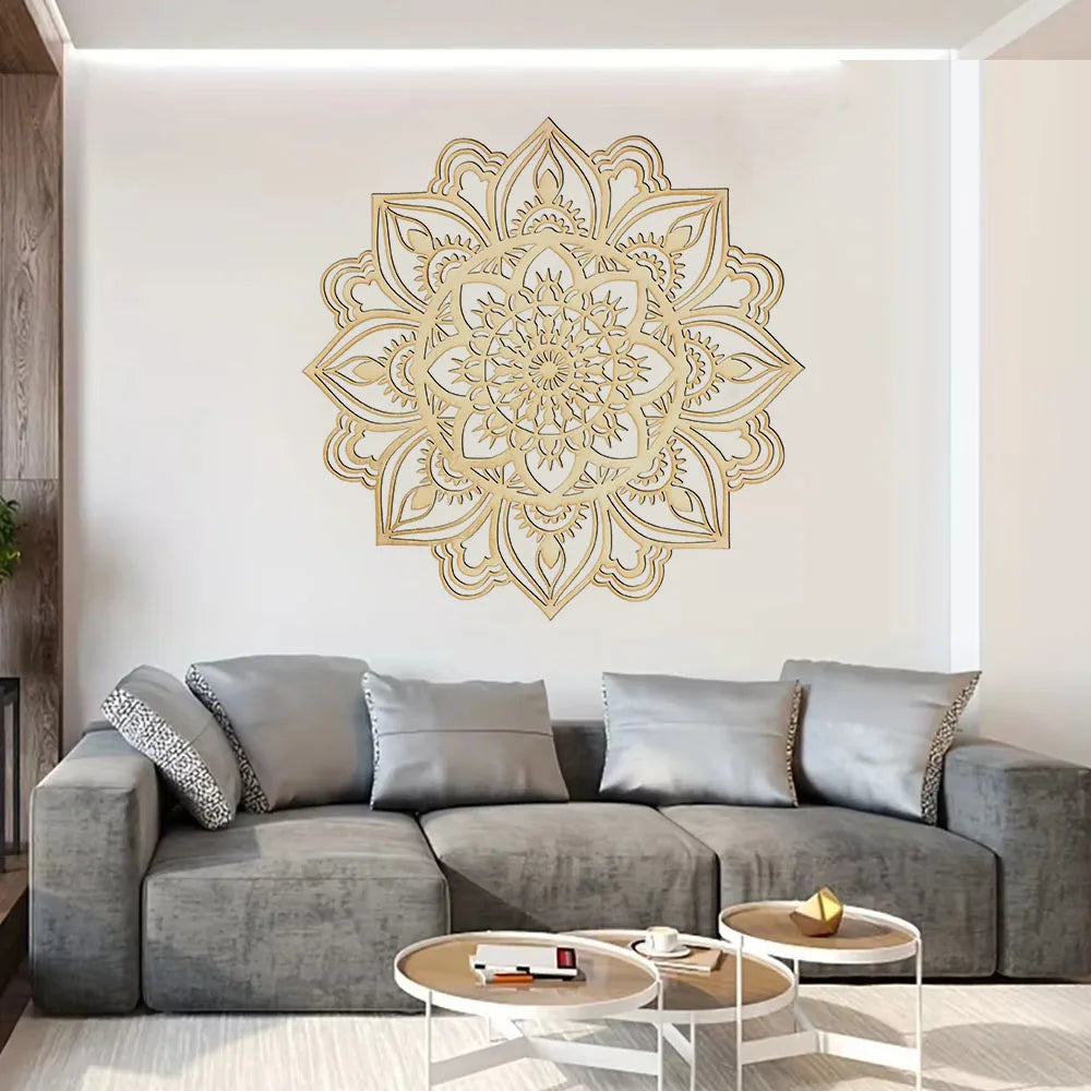 Moroccan Mandala Metal Wall Art – Boho Living Room Decor