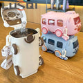 LUSQI 0.5L Cute Toy Car Cup With Straw Indoor And Outdoor Water Bottle Large Capacity Plastic Mug For Summer Drinkware BPA Free