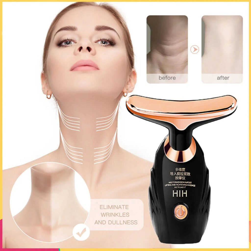 Microcurrent Face & Neck Lifting Massager – LED Vibration