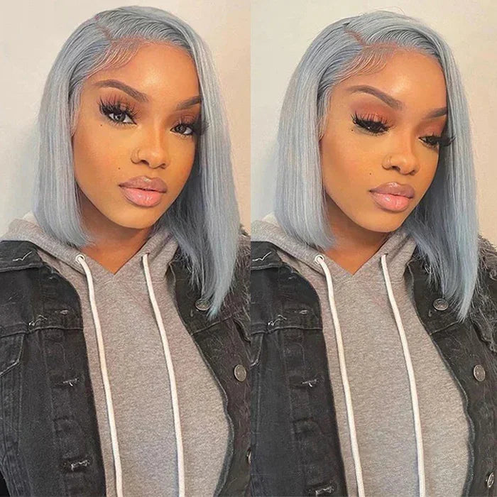 Silver Grey 13x4 Lace Front Bob Wig – Brazilian Remy Hair