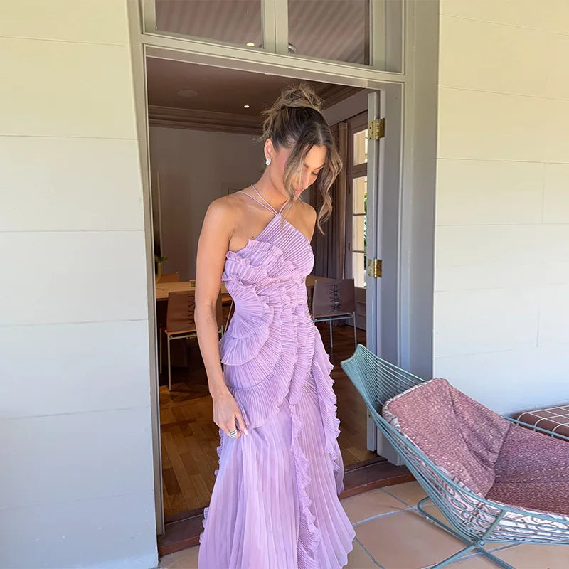 Elegant Halter A-Line Chiffon Prom Gown