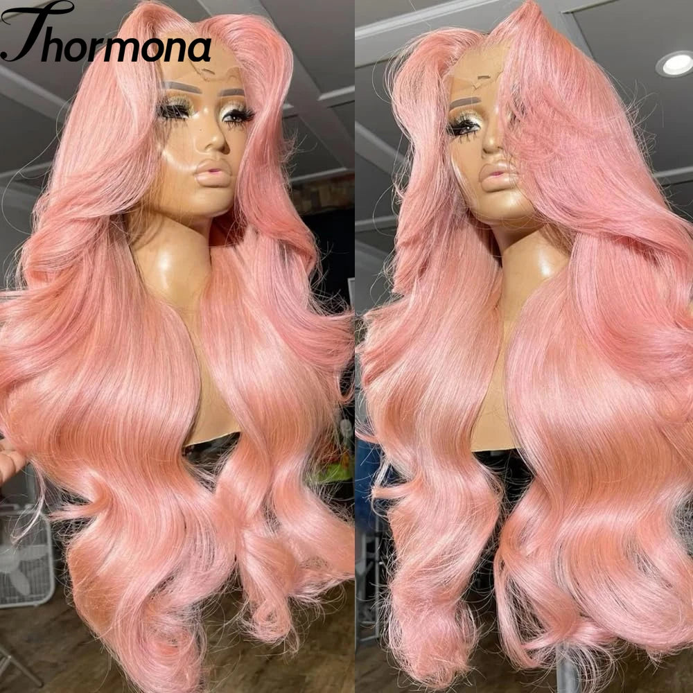 Bone Straight 13x4 HD Light Pink Lace Front Wigs For Black Women SyntheticTransparent Pink Colored Lace Frontal Wig Pre Plucked