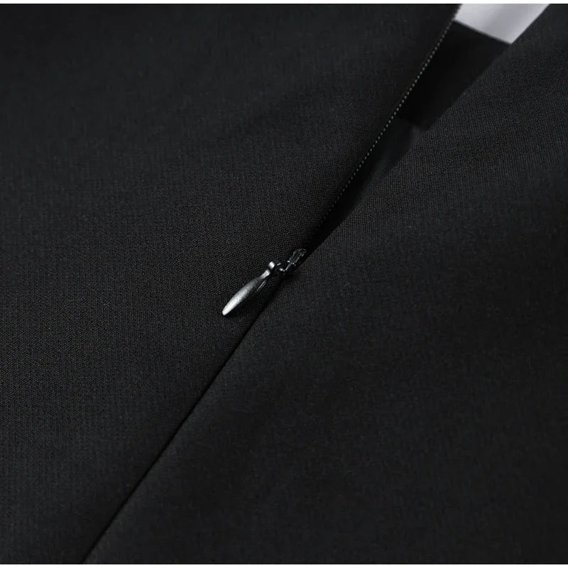 Elegant Women Shawl Cropped Top Shoulder Pads Stand Collar Short Sleeve Black Female T-shirt 2026 Spring Summer Lady Partywear