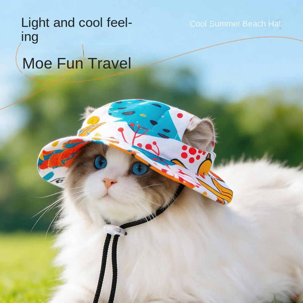 Adjustable Pet Sun Hat – UV Protection Fisherman Hat for Cats & Dogs