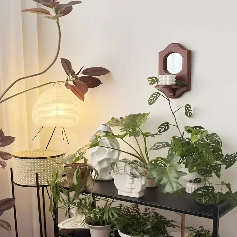 Vintage Wall Mirror with Shelf & Candlestick Holder