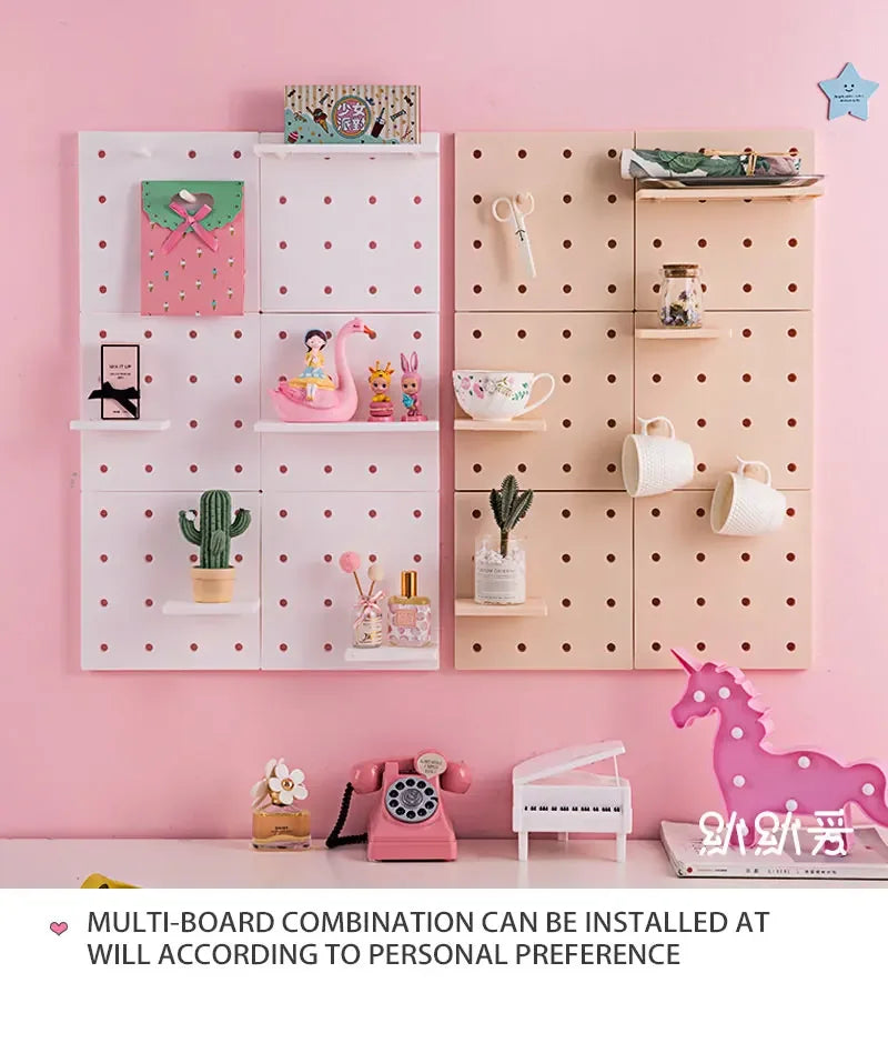 Pegboard Wall Storage Rack – Kitchen & Bedroom Organizer