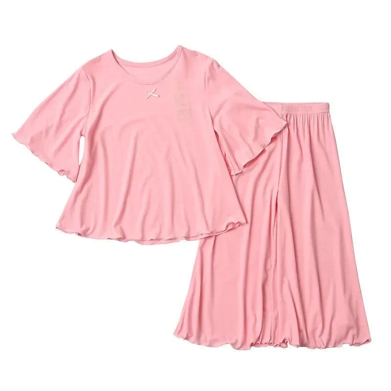 Girls Sets Summer Thin Children Short Sleeve Set Kids Homewear Clothes Girl Pure Color Pajamas Outfits