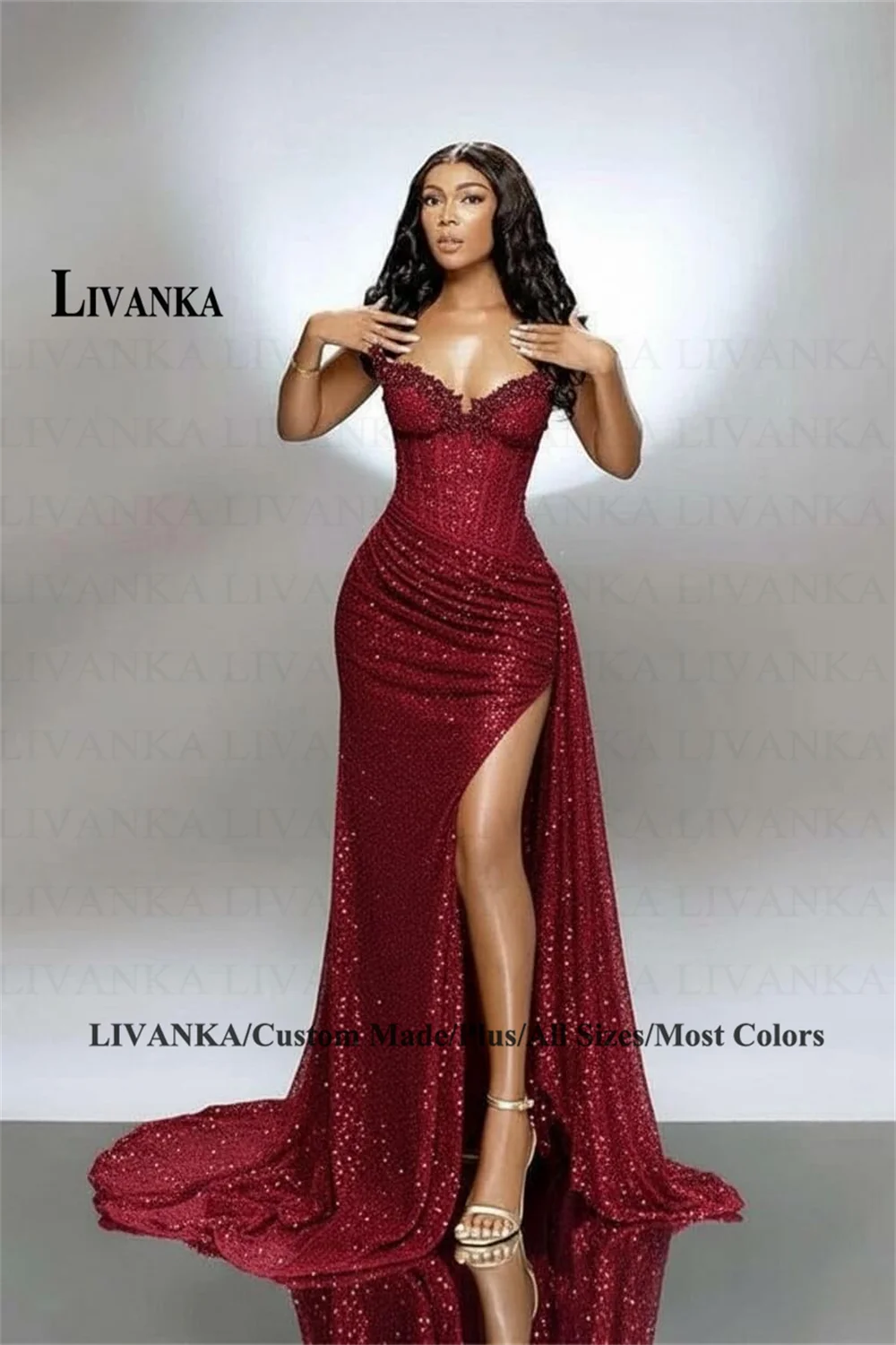 Beaded Sweetheart Mermaid Evening Gown