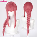 High Quality Makima Cosplay Wig Long Rose Red Braided Heat Resistant Synthetic Hair Halloween Party Scalp Anime Wigs + Wig Cap