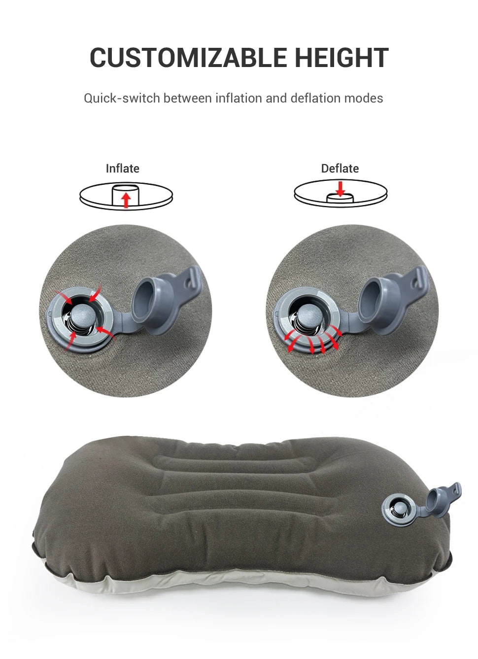 WESTTUNE Camping Inflatable Pillow Portable Compressible Folding Ice Sillky Pillow Outdoor Travel Pillow for Neck Lumbar Support