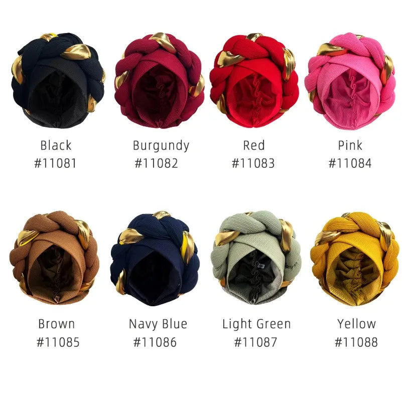 Elegant Turban Cap Women Headwrap Bonnet African Lady Head Wraps Muslim Turbans Hat Evening Party Autogele Headwear