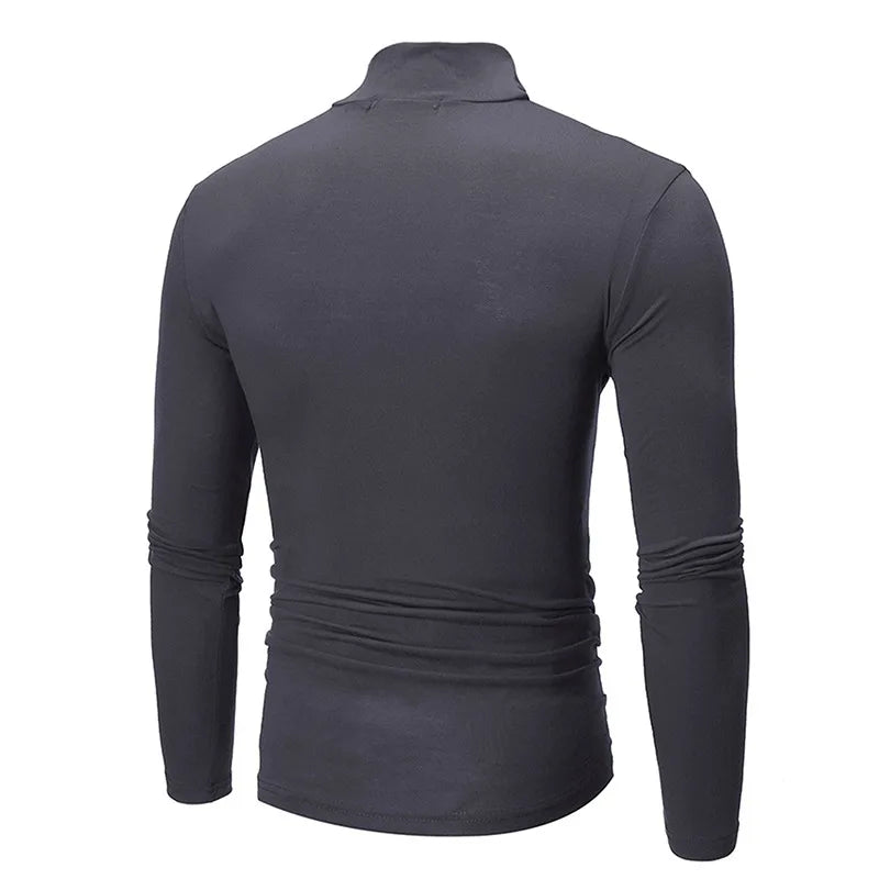 Men's Slim Fit High Neck Long Sleeve T-Shirt