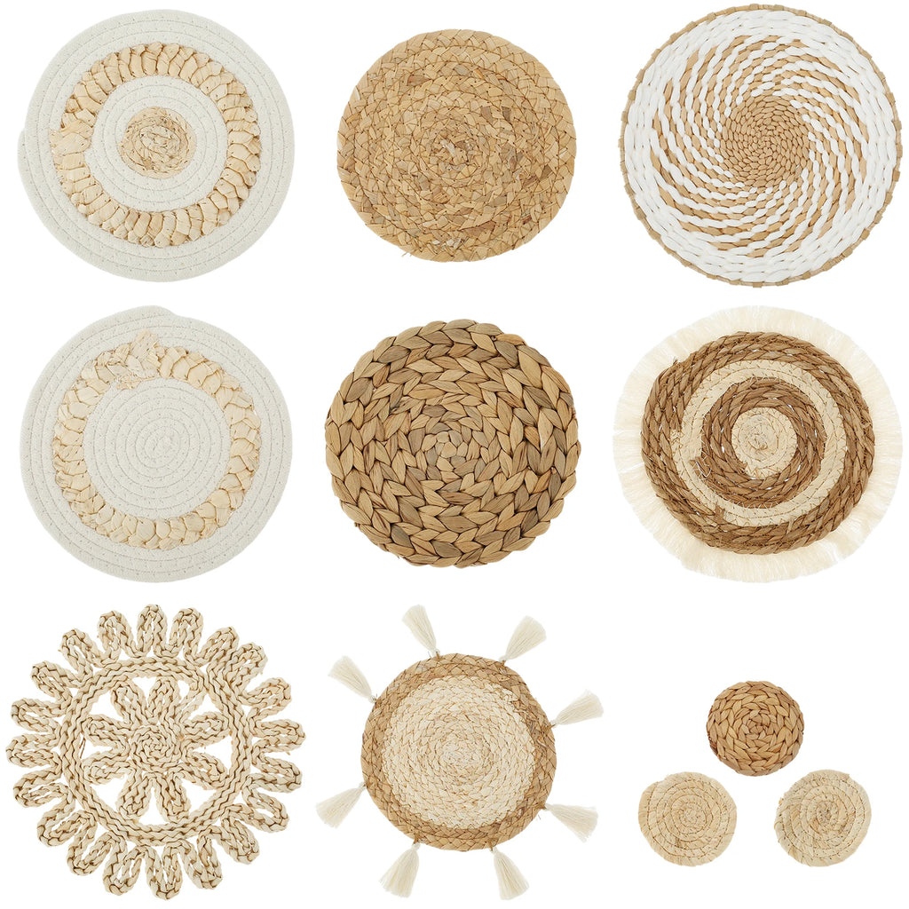 11-Piece Woven Rattan Wall Basket Decor Set