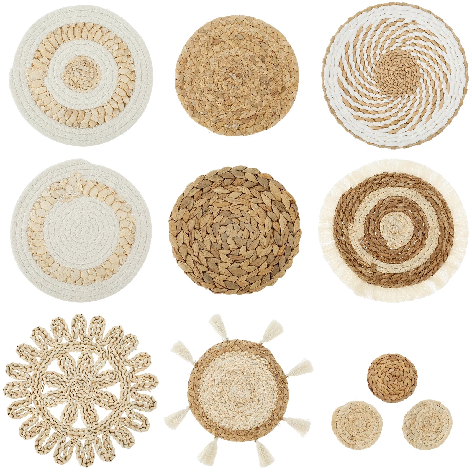 11-Piece Woven Rattan Wall Basket Decor Set