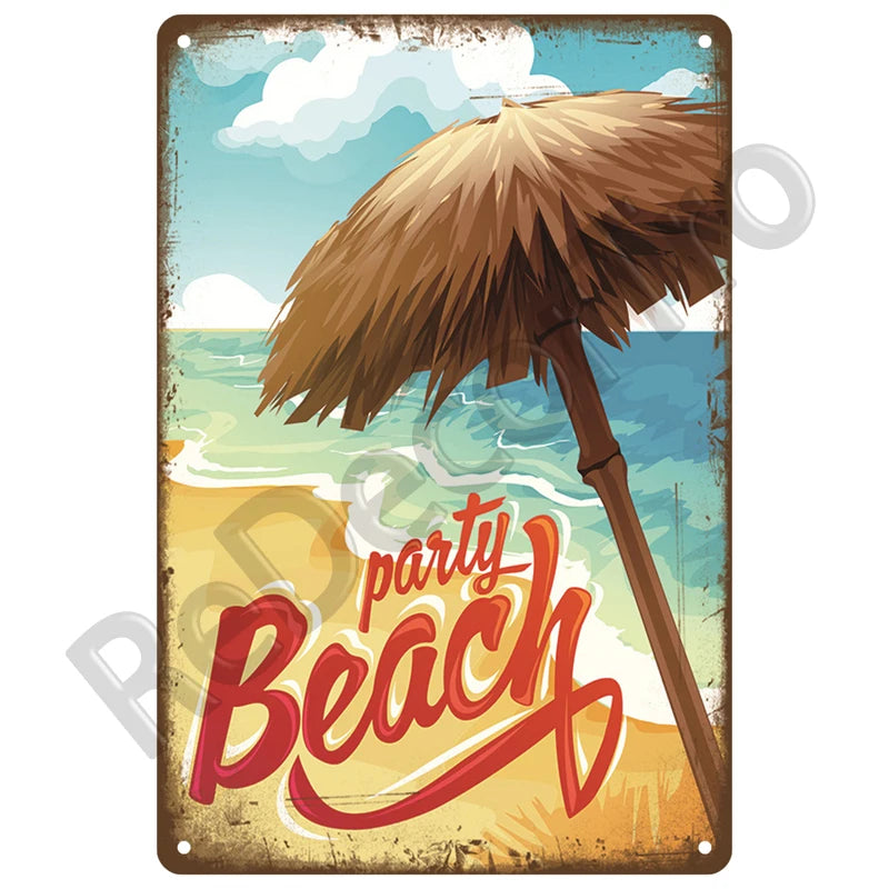 Metal Beach Bar Surf Club Tin Sign – Summer Wall Art