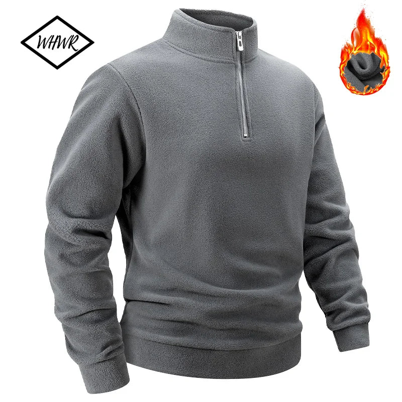 Men's Quarter-Zip Fleece Sweatshirt – Stand Collar Pullover