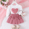 Baby Girls' Bubble Sleeve Heart Top & Skirt Set – 6M–3Y