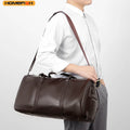 HOMEFISH Retro New Short Trip Bag Large Capacity Sports Motorcycle Training Pu Waterproof Leisure Fitness Bag
