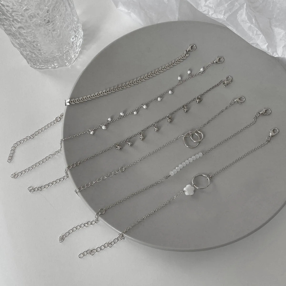 6-Piece Stackable Bracelet Set – Geometric & Tassel