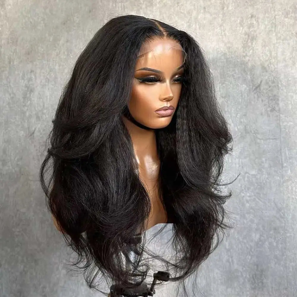 40 42 Inch Kinky Straight Lace Front Human Hair Wigs With Baby Hair Remy Glueless Wig Yaki Straight 13x4 HD Lace Frontal Wigs