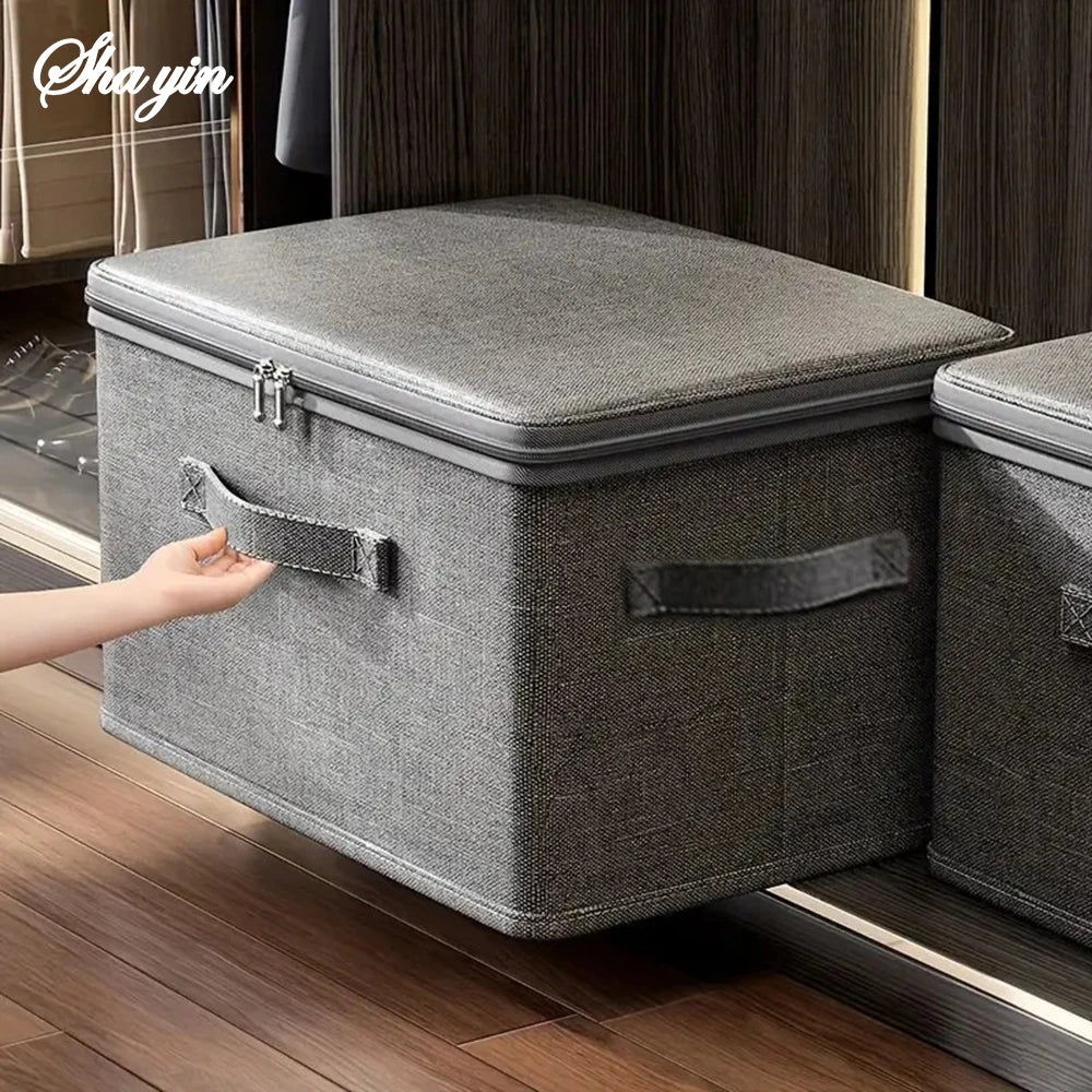 Organizing Portable Box Soft Cover With Zipper Storage Box With Lock, Folding Storage Clothes Box