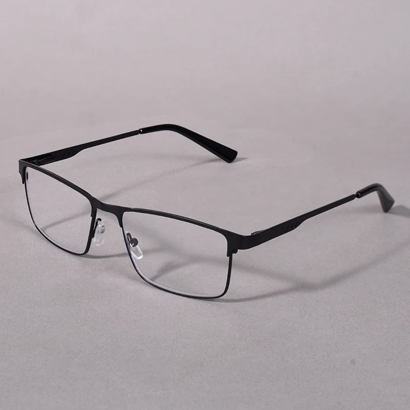 May Flower Anti Blue Light Reading Glasses Men Metal Prescription Eyeglasses With Spring Hinge Blue Color Frame For Men +75+175