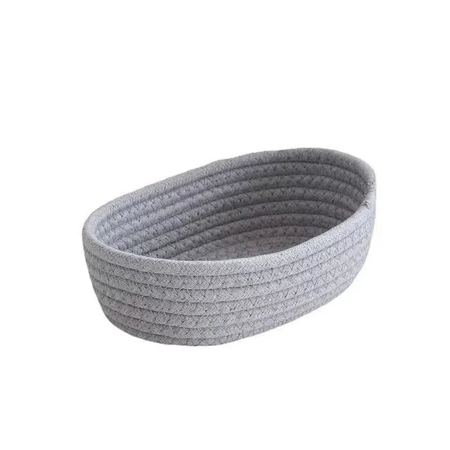 HOMEFISH Nordic Cotton Rope Woven Storage Basket Desktop Cosmetic Key Sundries Organizer Box