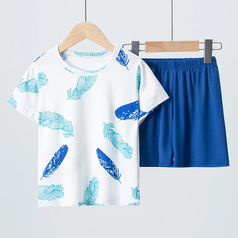 Kids' Character Print Short-Sleeve & Shorts Set – 14 Designs
